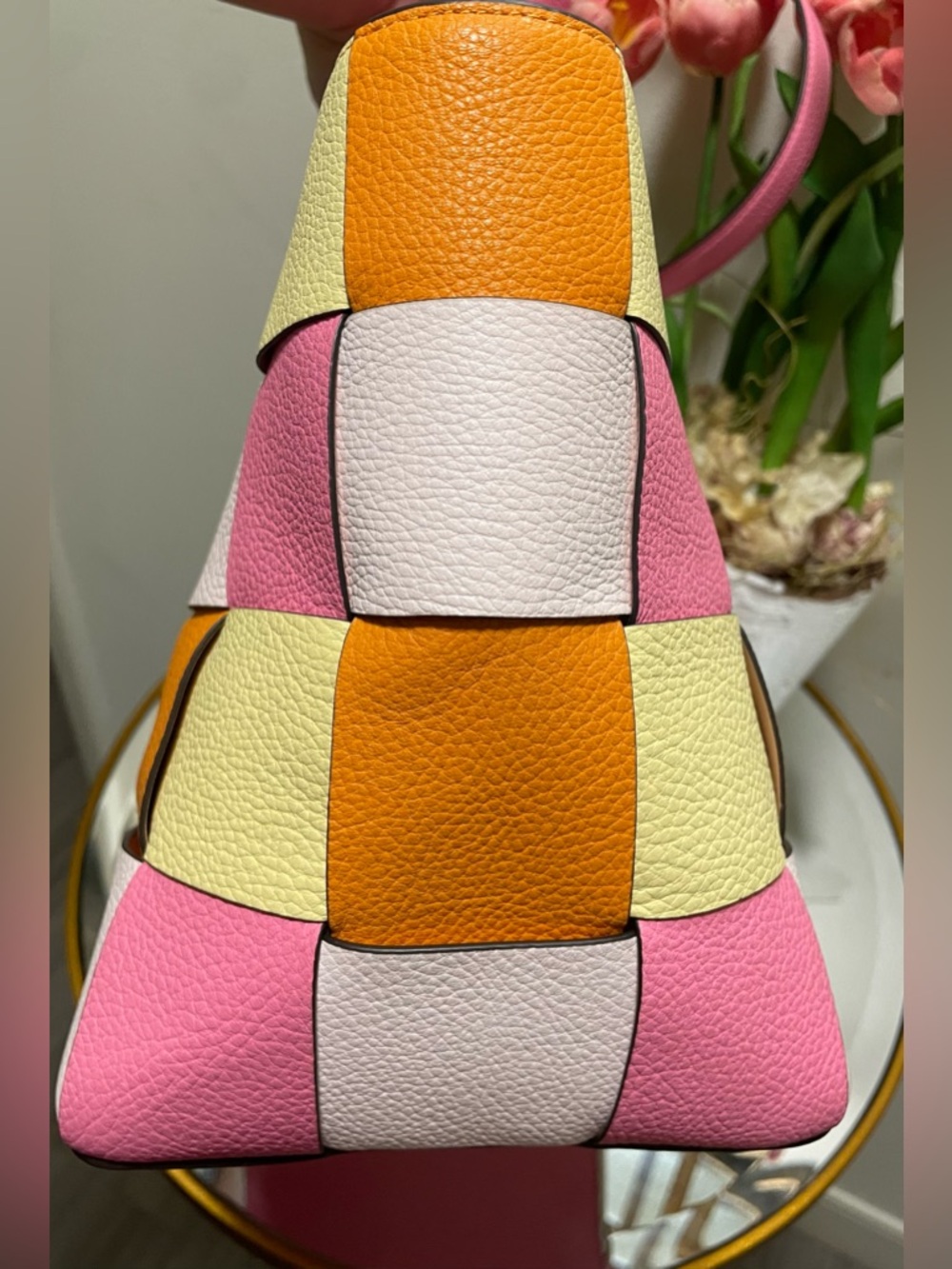 New Kate Spade 100% Genuine leather Pink ivory Woven convertible large Tote bag - Picture 10 of 17